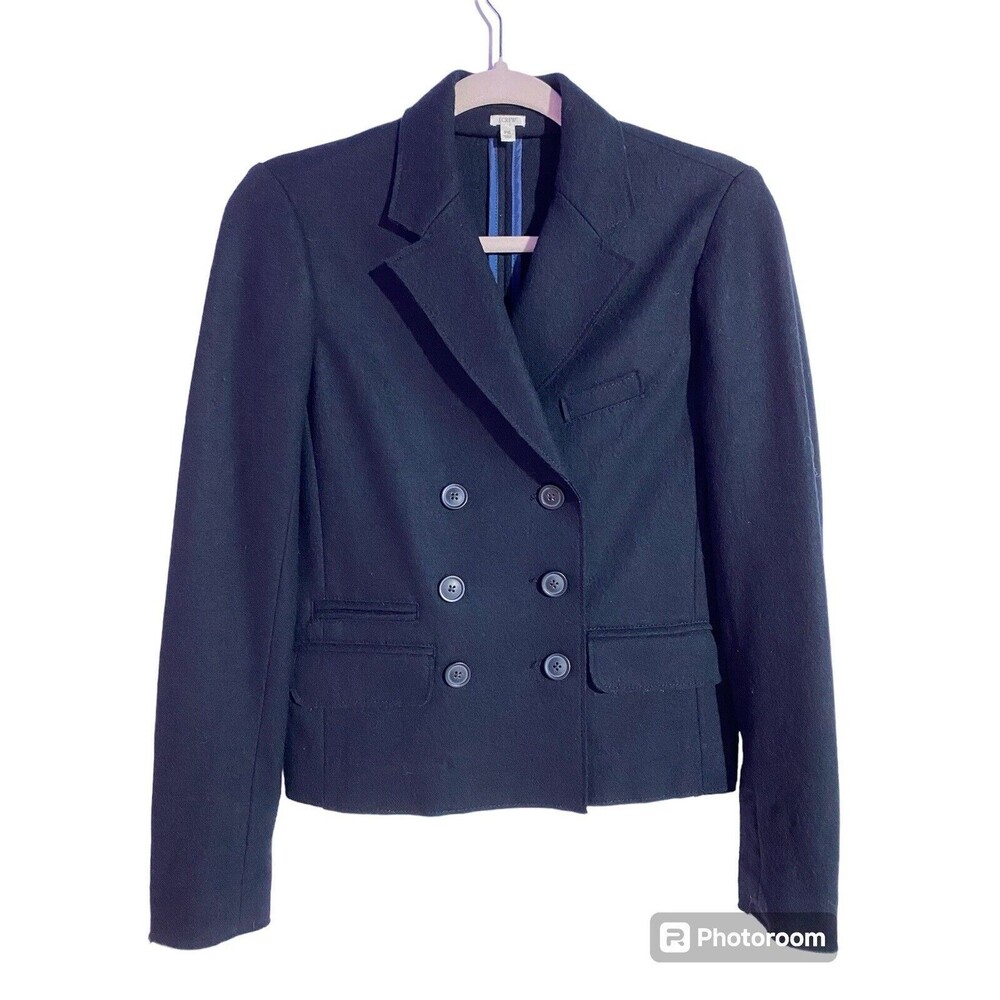J‎ Crew Blazer 6P black wool academia business office career grunge old money